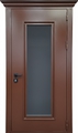 Стальная уличная термодверь с карнизом и большим остеклением (коричневое полимерное окрашивание)