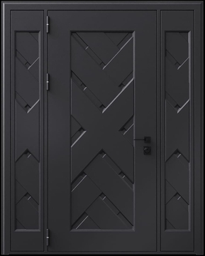 Входная термодверь с металлофиленкой, вставками по бокам и порошковым покрытием RAL 9004 (тип №10) Входная термодверь с металлофиленкой, вставками по бокам и порошковым покрытием RAL 9004 (тип №10)