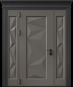 Входная термодверь с металлофиленкой, вставками по бокам, карнизом и порошковым напылением RAL 7022 (тип №6) Входная термодверь с металлофиленкой, вставками по бокам, карнизом и порошковым напылением RAL 7022 (тип №6)